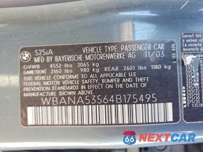 Zdjęcie 12 z 12 samochodu: 2004 BMW 525 I VIN:WBANA53564B175495 - miniatura