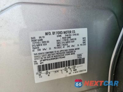 Zdjęcie 13 z 13 samochodu: 2019 FORD EDGE SEL VIN:2FMPK4J95KBC75342 - miniatura