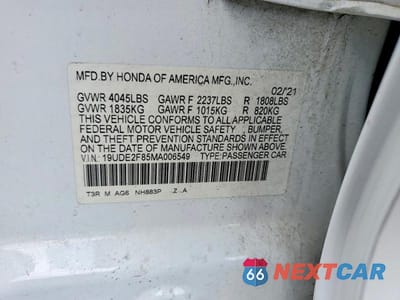 Zdjęcie 12 z 12 samochodu: 2021 ACURA ILX PREMIUM A-SPEC VIN:19UDE2F85MA006549 - miniatura
