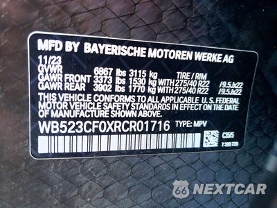 Zdjęcie 14 z 14 samochodu: 2024 BMW IX XDRIVE50 VIN:WB523CF0XRCR01716 - miniatura