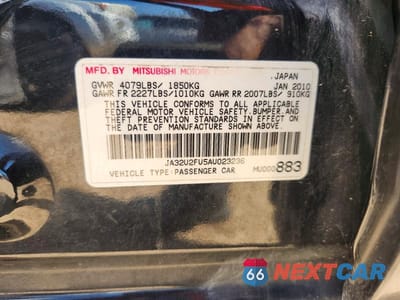 Zdjęcie 12 z 12 samochodu: 2010 MITSUBISHI LANCER ES/ES SPORT VIN:JA32U2FU5AU023236 - miniatura