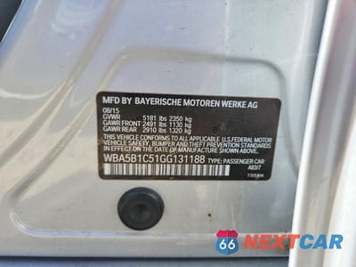 Zdjęcie 12 z 12 samochodu: 2016 BMW 535 I VIN:WBA5B1C51GG131188 - miniatura