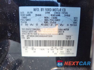 Zdjęcie 12 z 12 samochodu: 2009 FORD EDGE SPORT VIN:2FMDK30C89BA97205 - miniatura