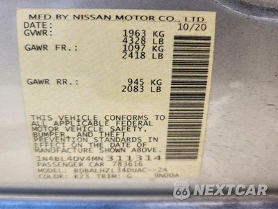 Zdjęcie 12 z 12 samochodu: 2021 NISSAN ALTIMA SV VIN:1N4BL4DV4MN311314 - miniatura