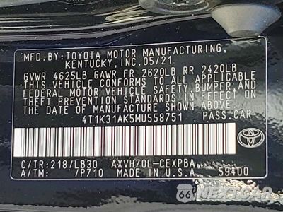 Zdjęcie 12 z 12 samochodu: 2021 TOYOTA CAMRY XSE VIN:4T1K31AK5MU558751 - miniatura