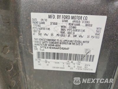 Zdjęcie 12 z 12 samochodu: 2010 FORD F150 SUPER CAB VIN:1FTEX1EW6AFD52647 - miniatura