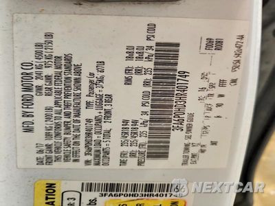 Zdjęcie 12 z 12 samochodu: 2017 FORD FUSION SE VIN:3FA6P0HD3HR401749 - miniatura