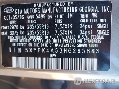 Zdjęcie 14 z 14 samochodu: 2017 KIA SORENTO SX LIMITED V6 VIN:5XYPK4A53HG265883 - miniatura