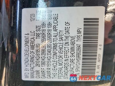 Zdjęcie 13 z 13 samochodu: 2024 HONDA PILOT EXL VIN:5FNYG1H59RB026647 - miniatura