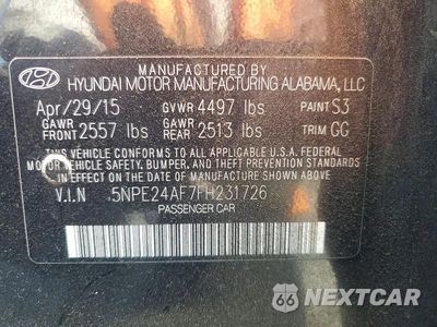 Zdjęcie 12 z 12 samochodu: 2015 HYUNDAI SONATA SE VIN:5NPE24AF7FH231726 - miniatura