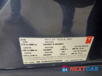 Zdjęcie 13 z 13 samochodu: 2020 TESLA MODEL S VIN:5YJSA1E47LF365899 - miniatura