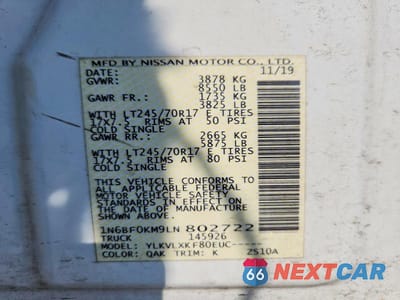 Zdjęcie 13 z 13 samochodu: 2020 NISSAN NV 1500 SV VIN:1N6BF0KM9LN802722 - miniatura