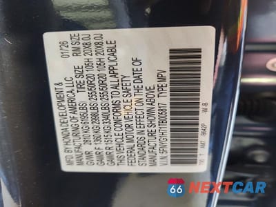 Zdjęcie 13 z 13 samochodu: 2026 HONDA PILOT TOURING VIN:5FNYG1H71TB005817 - miniatura