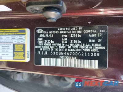 Zdjęcie 12 z 12 samochodu: 2013 KIA OPTIMA LX VIN:5XXGM4A70DG211306 - miniatura