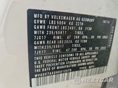 Zdjęcie 13 z 13 samochodu: 2017 VOLKSWAGEN TIGUAN WOLFSBURG VIN:WVGSV7AX0HK012479 - miniatura