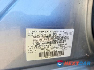 Zdjęcie 12 z 12 samochodu: 2009 NISSAN SENTRA 2.0 VIN:3N1AB61E79L688979 - miniatura