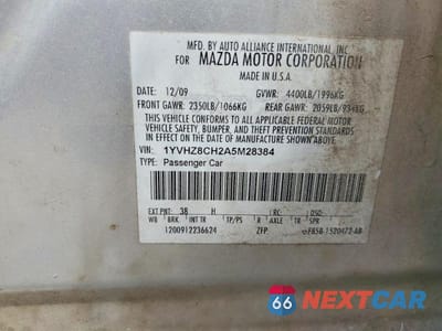 Zdjęcie 12 z 12 samochodu: 2010 MAZDA 6 I VIN:1YVHZ8CH2A5M28384 - miniatura