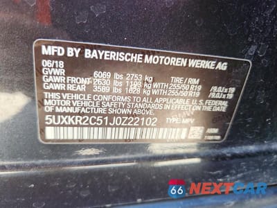Zdjęcie 13 z 13 samochodu: 2018 BMW X5 SDRIVE35I VIN:5UXKR2C51J0Z22102 - miniatura