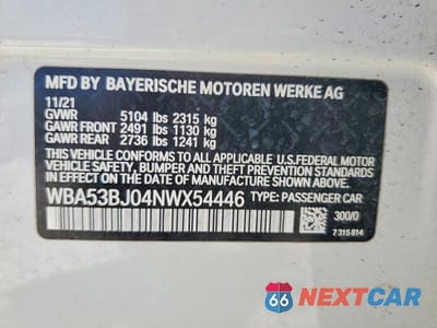 Zdjęcie 12 z 12 samochodu: 2022 BMW 540 I VIN:WBA53BJ04NWX54446 - miniatura