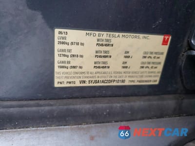 Zdjęcie 13 z 13 samochodu: 2013 TESLA MODEL S VIN:5YJSA1AC2DFP10190 - miniatura