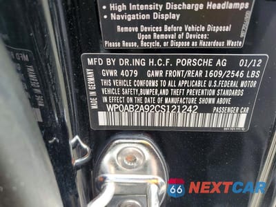 Zdjęcie 12 z 12 samochodu: 2012 PORSCHE 911 CARRERA S VIN:WP0AB2A92CS121242 - miniatura