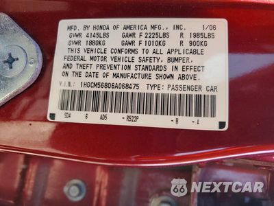 Zdjęcie 12 z 12 samochodu: 2006 HONDA ACCORD EX VIN:1HGCM56806A068475 - miniatura