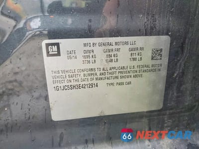 Zdjęcie 12 z 12 samochodu: 2014 CHEVROLET SONIC LT VIN:1G1JC5SH3E4212914 - miniatura
