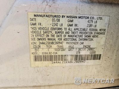 Zdjęcie 13 z 13 samochodu: 2008 NISSAN ALTIMA 2.5 VIN:1N4AL21EX8C260942 - miniatura