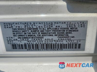 Zdjęcie 13 z 13 samochodu: 2022 NISSAN SENTRA SV VIN:3N1AB8CV7NY206890 - miniatura