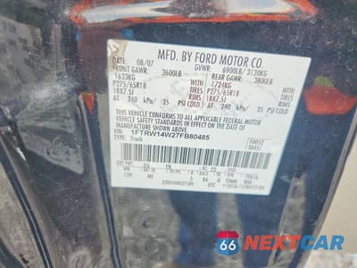 Zdjęcie 12 z 12 samochodu: 2007 FORD F150 SUPERCREW VIN:1FTRW14W27FB80485 - miniatura