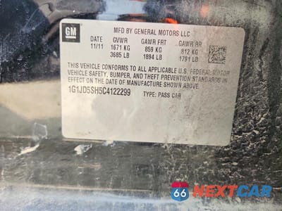 Zdjęcie 12 z 12 samochodu: 2012 CHEVROLET SONIC LT VIN:1G1JD5SH5C4122299 - miniatura