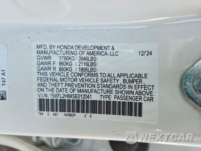 Zdjęcie 12 z 12 samochodu: 2025 HONDA CIVIC SPORT VIN:19XFL2H84SE012041 - miniatura