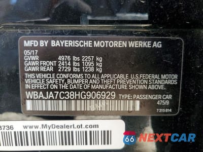 Zdjęcie 12 z 12 samochodu: 2017 BMW 530 XI VIN:WBAJA7C38HG906929 - miniatura