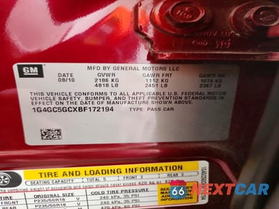 Zdjęcie 12 z 12 samochodu: 2011 BUICK LACROSSE CXL VIN:1G4GC5GCXBF172194 - miniatura