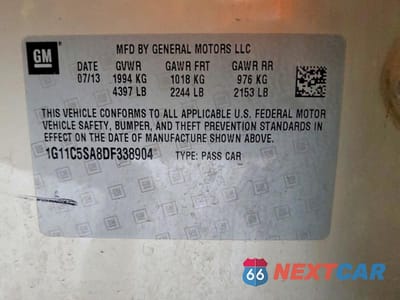 Zdjęcie 12 z 12 samochodu: 2013 CHEVROLET MALIBU 1LT VIN:1G11C5SA8DF338904 - miniatura