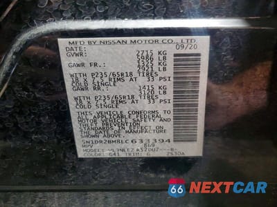Zdjęcie 14 z 14 samochodu: 2020 NISSAN PATHFINDER SV VIN:5N1DR2BM8LC633394 - miniatura