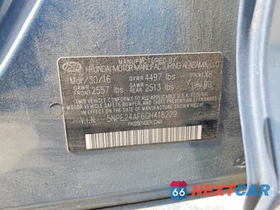 Zdjęcie 12 z 12 samochodu: 2016 HYUNDAI SONATA SE VIN:5NPE24AF6GH418229 - miniatura