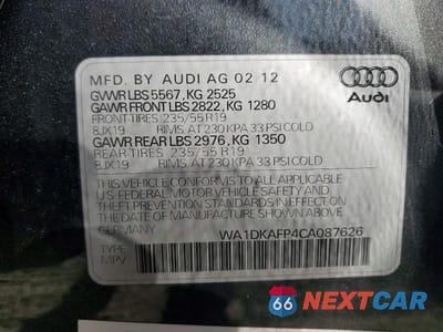Zdjęcie 13 z 13 samochodu: 2012 AUDI Q5 PREMIUM PLUS VIN:WA1DKAFP4CA087626 - miniatura