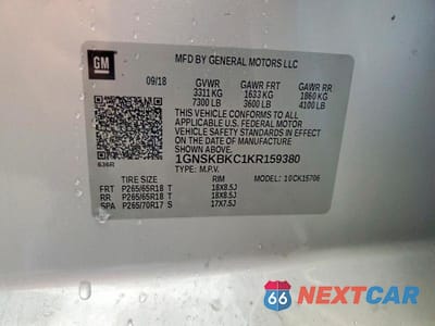 Zdjęcie 13 z 13 samochodu: 2019 CHEVROLET TAHOE K1500 LT VIN:1GNSKBKC1KR159380 - miniatura