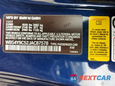 Zdjęcie 12 z 12 samochodu: 2018 BMW M4 VIN:WBS4Y9C52JAC87578 - miniatura