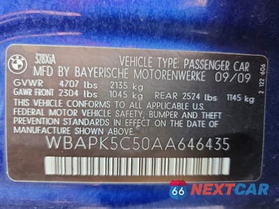 Zdjęcie 13 z 13 samochodu: 2010 BMW 328 XI SULEV VIN:WBAPK5C50AA646435 - miniatura