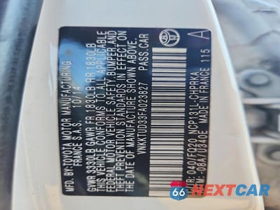 Zdjęcie 13 z 13 samochodu: 2015 TOYOTA YARIS 5-DOOR L VIN:VNKKTUD33FA023827 - miniatura