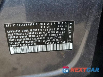 Zdjęcie 12 z 12 samochodu: 2016 VOLKSWAGEN JETTA SPORT VIN:3VWD17AJ0GM399236 - miniatura