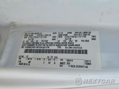 Zdjęcie 13 z 13 samochodu: 2014 FORD ECONOLINE E350 SUPER DUTY WAGON VIN:1FBNE3BL0EDA22178 - miniatura
