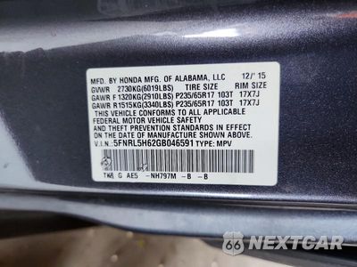 Zdjęcie 13 z 13 samochodu: 2016 HONDA ODYSSEY EXL VIN:5FNRL5H62GB046591 - miniatura