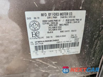 Zdjęcie 13 z 13 samochodu: 2019 FORD EDGE SEL VIN:2FMPK4J96KBC54063 - miniatura