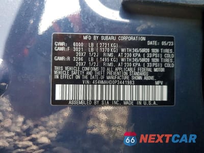 Zdjęcie 14 z 14 samochodu: 2023 SUBARU ASCENT PREMIUM VIN:4S4WMAHD0P3441983 - miniatura