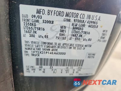 Zdjęcie 13 z 13 samochodu: 2004 FORD F350 SRW SUPER DUTY VIN:1FTSX31P14EA65000 - miniatura