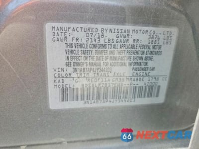 Zdjęcie 13 z 13 samochodu: 2018 NISSAN SENTRA SR VIN:3N1AB7AP4JY344203 - miniatura