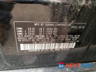 Zdjęcie 12 z 12 samochodu: 2019 SUBARU LEGACY 2.5I PREMIUM VIN:4S3BNAF63K3030445 - miniatura